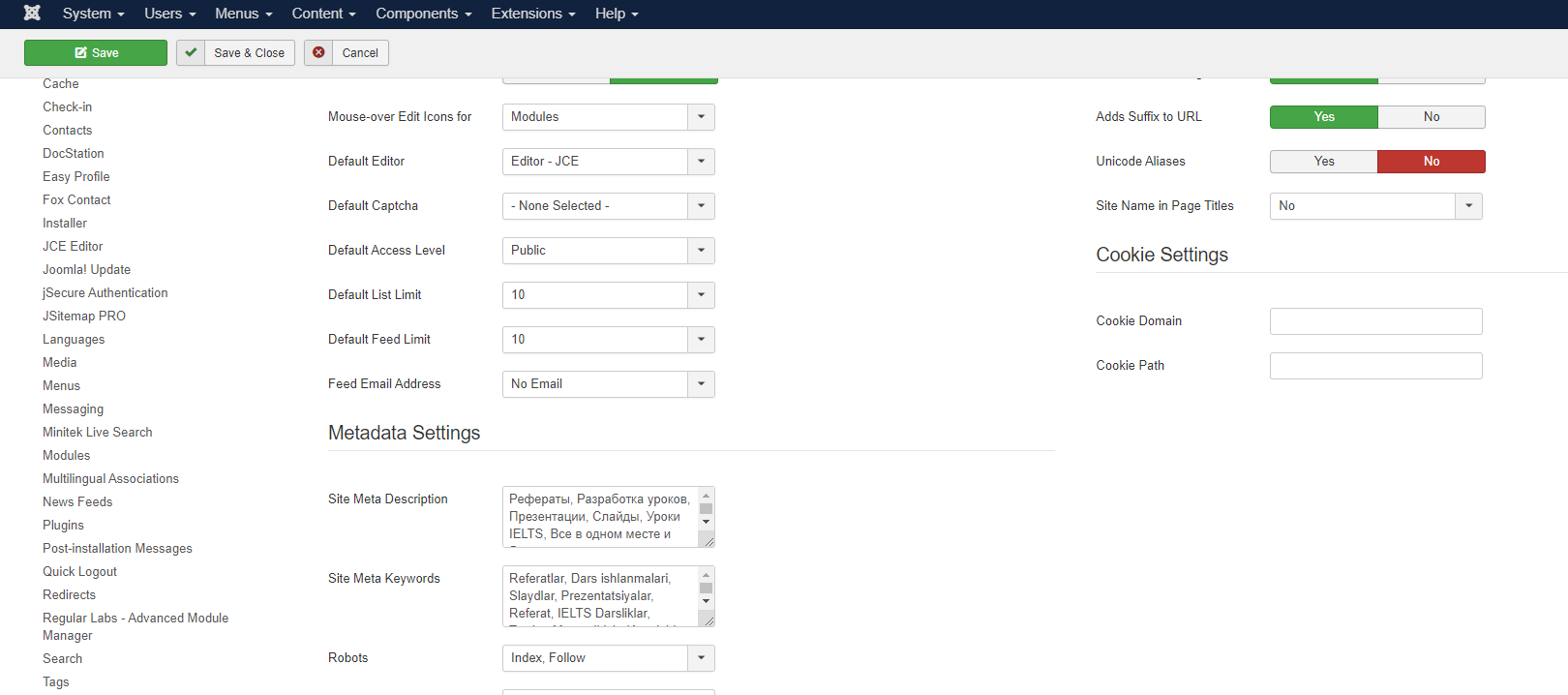 joomla Metadaten